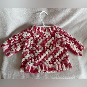 Handmade pink and White Crochet Sweater